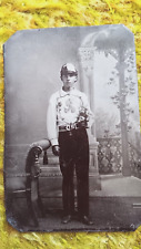 Victorian Tintype Firefighter Fireman 1800's  holding Lantern in dress Uniform picture