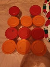 Vintage LUMINARC France 500 ml Jam Jars  w/Orange & Red Lids.  picture