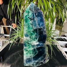 14.85LB TOP Natural fluorite quartz carved obelisk crystal wand point healing picture