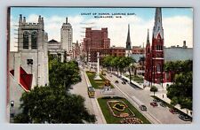 Milwaukee WI-Wisconsin, Court Of Honor, Looking East, Vintage c1952 Postcard picture
