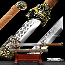 Tang Dynasty Chinese Sword Carbon Steel Engraved Blade Dragon Pattern Scabbard picture