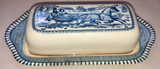 Currier and Ives Blue 1/4 Lb Covered Butter Dish 