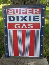 LARGE VINTAGE SUPER DIXIE GASOLINE PORCELAIN GAS STATION PUMP SIGN 24