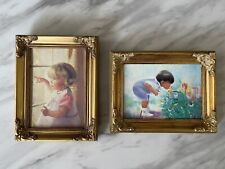 VINTAGE BAROQUE ORNATE GOLD FRAME FIT 5x7 Set Of 2 With Free Canvas Art picture