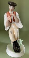VINTAGE ZSOLNAY PECS HUNGARY PORCELAIN FIGURE MAN PLAYING MUSIC FLUTE Figurine picture