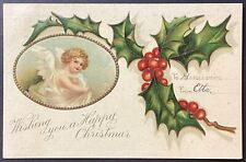 Wishing You Happy Christmas Vintage Embossed UDB Postcard Posted 1907 picture