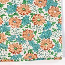 Vintage Feedsack Fabric Blue Brown Green Floral Print 14x39 Quilting Fabric picture