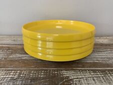 Set of 4 OBLIQUE by PMC Yellow Melamine Lunch Dessert Plates Stackable Vtg 80s picture