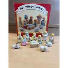 Vintage In Box Hermitage Pottery Nativity Set Miniature Hand Painted Porcelain picture