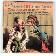 c1880 CLARK'S SPOOL COTTON A TALE OF FOLDING STORY VICTORIAN TRADE CARD Z1365 picture