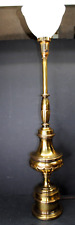 VINTAGE STIFFEL BRASS TORCHIERE LAMP WITH ORIGINAL RIBBED SHADE picture