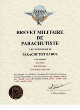 French France Airbourn Jump School Graduation Replacement Certificate Parachutis picture