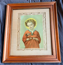 VINTAGE NUNS CONVENT FRAMED CHRIST CHILD JESUS PRINT BY BENZIGER BROTHERS picture