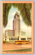c1940s Linen City Hall Los Angeles California Vintage Postcard picture