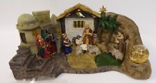 Three Kings Gifts Deluxe Lighted Panorama Nativity Scene NEW in Box picture
