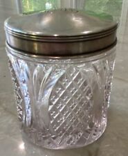 Victorian Hallmarked Silver Top Beveled Glass Vanity Dresser Jar-REG.NO.450097 picture