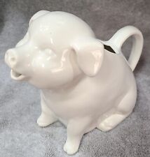 Vintage USA Pottery Cottage Farmhouse Style Ceramic Pig Water Pitcher Vase picture