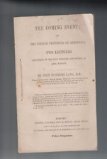MEMORABILIA ,THE COMING EVENT , TWO LECTURES by JOHN DUMNORE LANG pbl 1850 picture