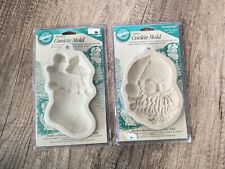 *NEW* Vintage 1997 Wilton Ovenproof Christmas Stocking & Santa Cookie Molds picture