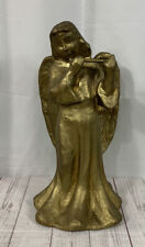 Large Paper Mache Angel Playing Flute Christmas Decoration Gold 19