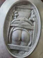 Antique Naughty/Risque Metal Tray Dish - Girl In Orchard Turn Over For Surprise picture