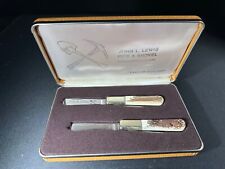 1981 Taylor Knives John L Lewis Limited Commemorative Stag Handles Pair NOS picture