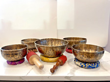 5 Bowl 432hz Himalayan Metal Singing Bowl Harmonic Set w/ 2 mallets, gently used picture