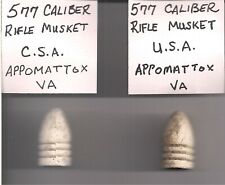 TWO Genuine Civil War Bullets from  Appomattox, VA. One from EACH Side. picture
