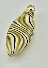 VTG Hand Blown Swirling Blue, Green and Gold Scent Bottle/Golden Mercury Stopper picture