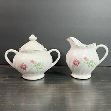 VTG Scio Dorset Pottery Pink Roses Pattern Sugar and Creamer picture
