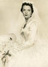 XX19 Vtg Photo BEAUTIFUL BRIDE, WEDDING GOWN VEIL, Waynesboro VA c 1950's picture