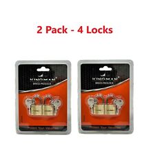 2 Pk 20mm Mini Brass Metal Padlock with Keys Travel Luggage Backpack Jewelry Box picture