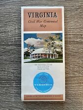 1961 Virginia Civil War Centennial Road Map Vtg Retro Man Cave Garage Gift picture