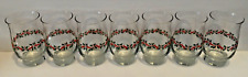Vintage 1980s Set of 7 ARBY’S FOOTED TUMBLERS w/ Holly & Ribbon Gold Rim 5 1/4