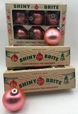 Vtg Shiny Brite Pink Glass Christmas Tree 3 1/2 Inch Ornaments 18 Balls 3 Boxes picture