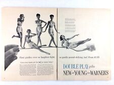 1959 Vintage WARNER'S Print Ad DOUBLE PLAY GIRDLES - Women on Fork Cake - 2 pg  picture