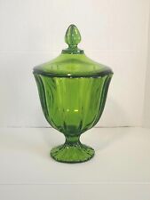 MCM Green Candy Dish w/Lid L E Smith Large 11in Tall Mint Condition Vintage picture