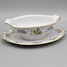 Gravy Boat with Underplate Occupied Japan  Oval Floral Vintage Kingswood China picture