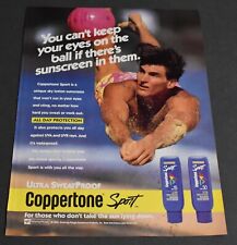 1993 Print Ad Coppertone Sport Beach Volleyball Sweat Proof Sunscreen art man picture