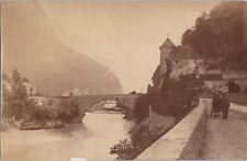 Switzerland, Saint-Maurice, le Pont et le Château, vintage print, ca.1880 Print came picture