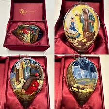 Ne' Qwa Nativity In A Stable Hand Painted glass Christmas Ornament Jesus Manger picture