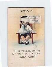 Postcard Why? This Fellow Can't Write - But What Ails You?, Boy Comic Art Print picture