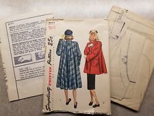 UNUSED FF Vtg 1947 Simplicity Pattern 2177 Womens Flared Coat Size 14 Bust 32 picture