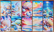 Set of 10 NEW Seashells and Beaches Art Postcards Great for Postcrossing picture