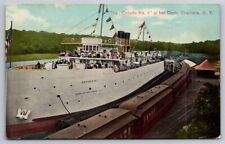 eStampsNet - Steamer Ontario No. 1 Docked with Train Cars Charlotte NY Postcard picture