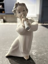 Vintage LLADRO porcelain FIGURINE ANGEL Cherub with Flute Horn Spain Matte picture