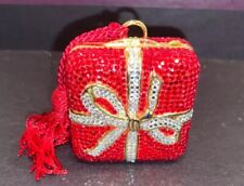 Judith Leiber Red Full Swarovski Crystal trinket Pill Ring Gift Box Tassel NWOT picture