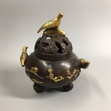 Chinese AntiquesAntique Magpie Bronze Small Pleasantly Beautiful Incense Burner picture