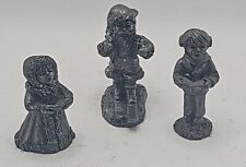 pewter figurines Lot Of 3 Xmas Santa & 2 Carolers VTG 2.5