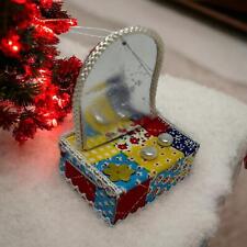 Vintage Christmas Ornament Box Reflective Cardboard Fabric Handmade Japan picture